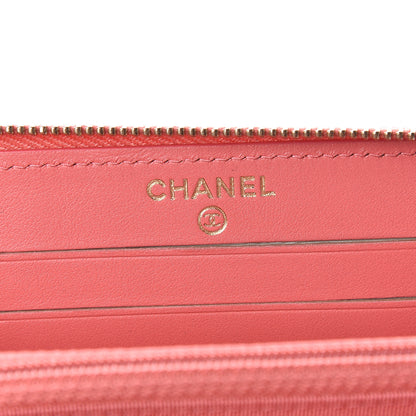 Chanel Metallic Caviar Quilted Small Zip Around Wallet Pink 6 of 9