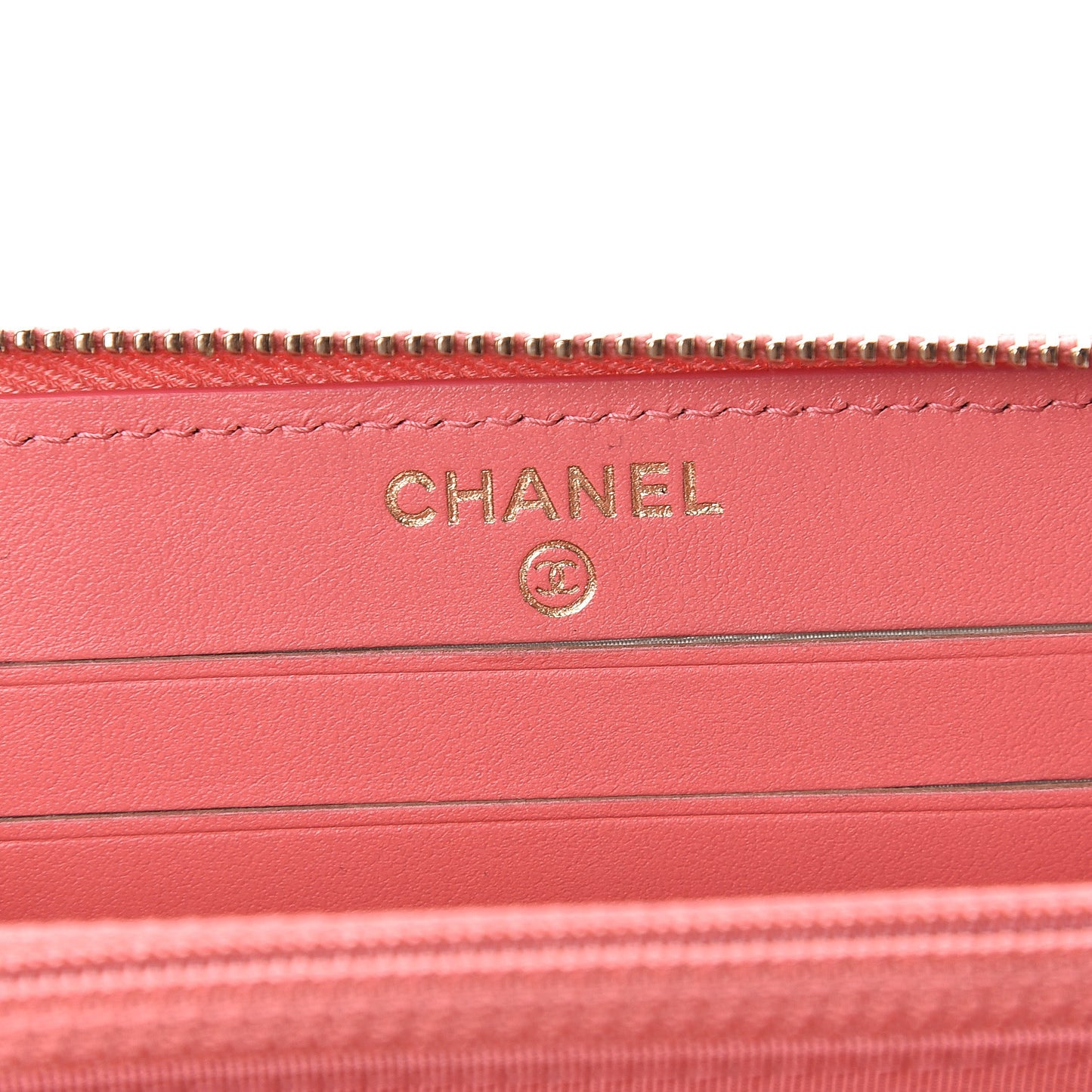 Metallic Caviar Quilted Small Zip Around Wallet Pink