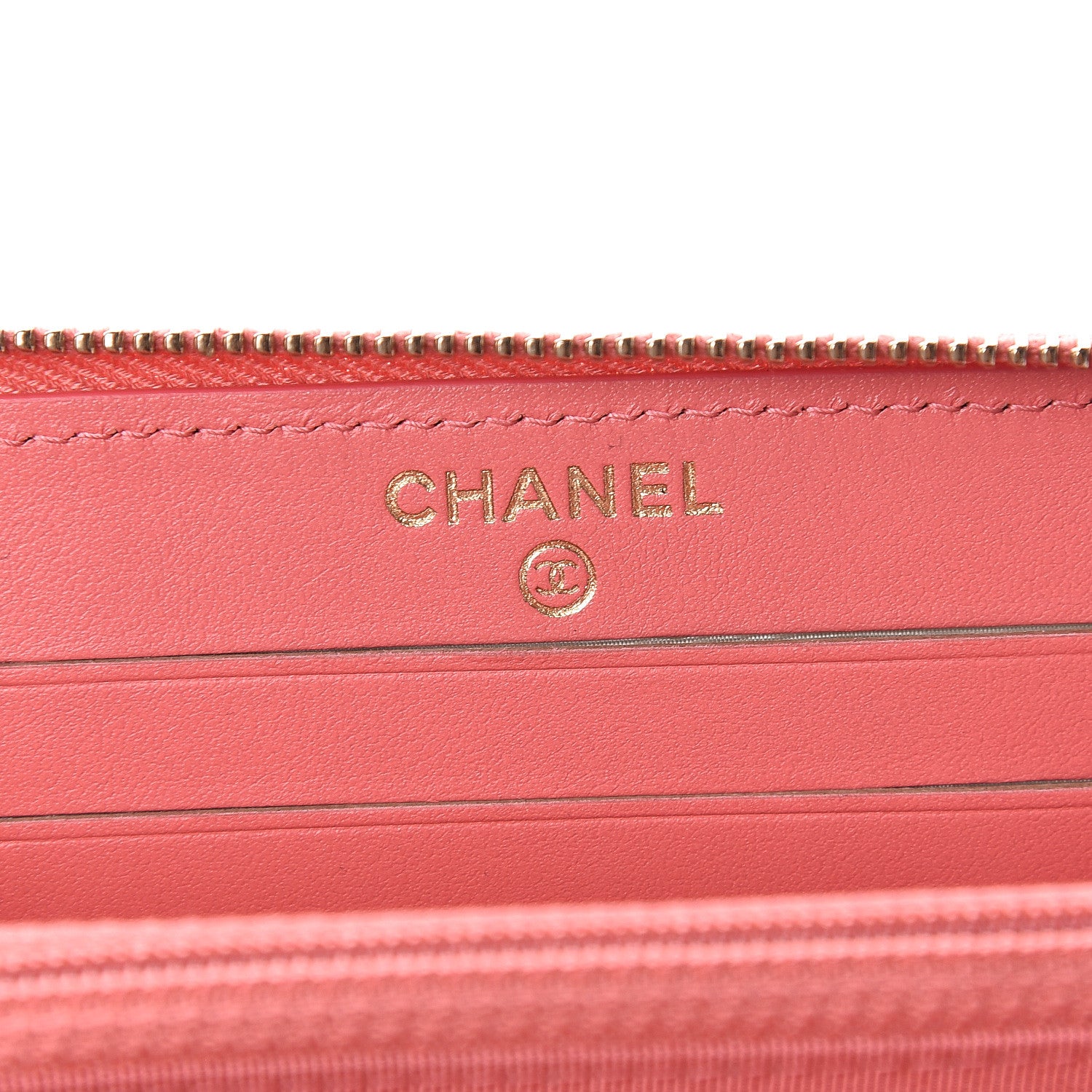 Chanel Metallic Caviar Quilted Small Zip Around Wallet Pink 6 of 12