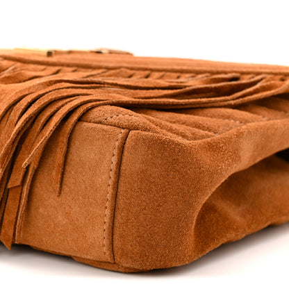 Saint Laurent Suede Matelasse Chevron Fringe Monogram Medium College Bag Cinnamon 10 of 11