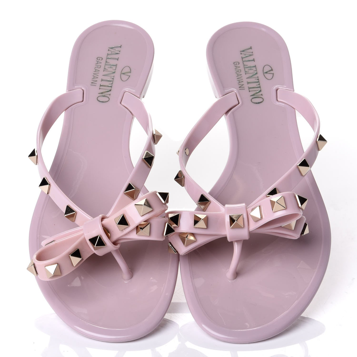 Valentino Garavani PVC Jelly Rockstud Bow Thong Sandals 37 Water Rose 5 of 10