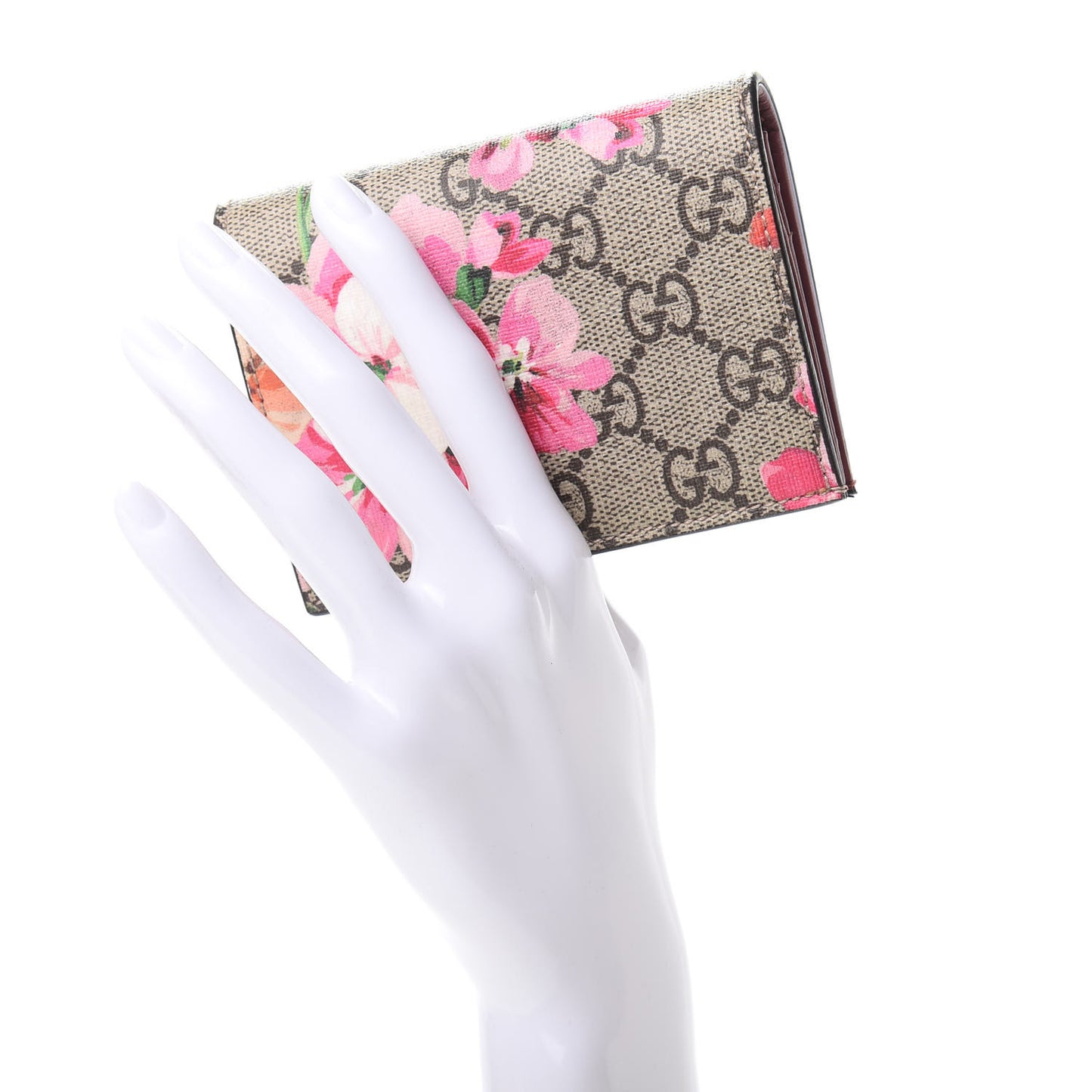 GG Supreme Monogram Blooms Card Case Beige Multicolor Dry Rose