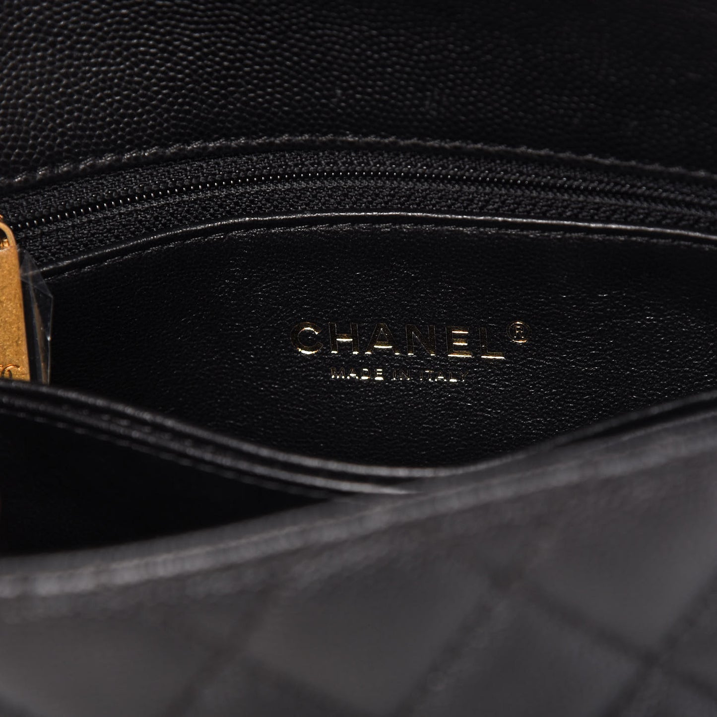 Caviar Lizard Quilted Mini Coco Handle Flap Black