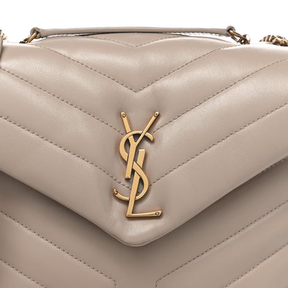 Saint Laurent Calfskin Y Quilted Monogram Small Loulou Chain Satchel Dark Beige 9 of 14