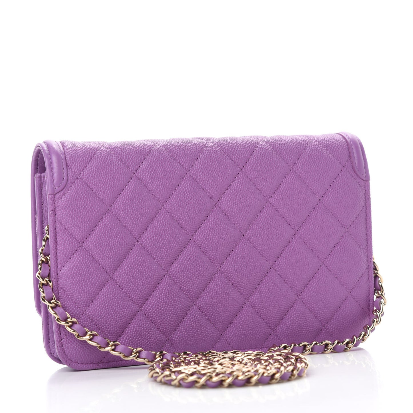 Caviar Quilted CC Filigree Wallet On Chain WOC Purple