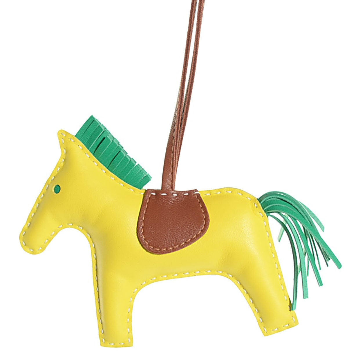 Milo Lambskin Grigri Rodeo Horse Bag Charm MM Lime Menthe Fauve