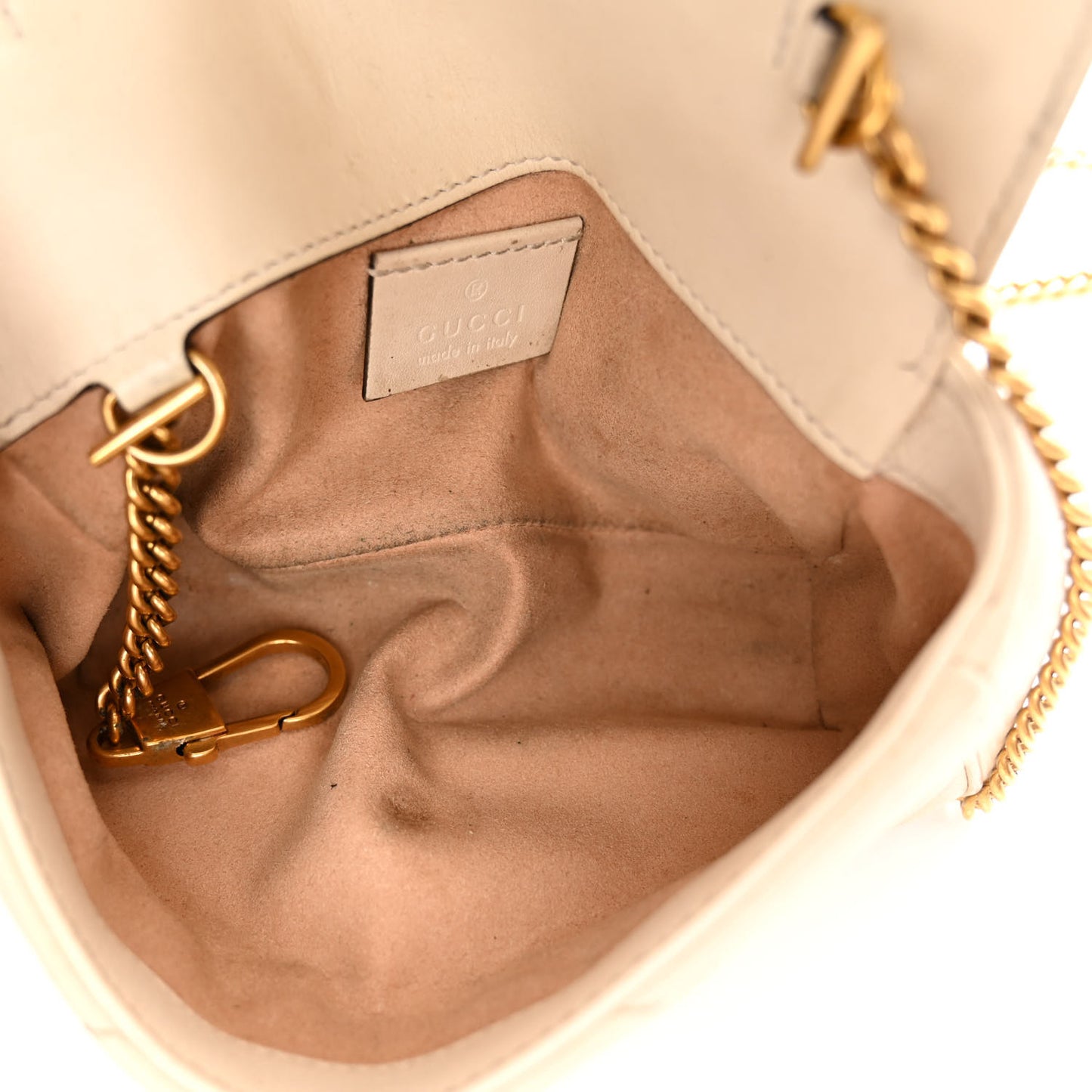 Calfskin Matelasse Super Mini GG Marmont Shoulder Bag White