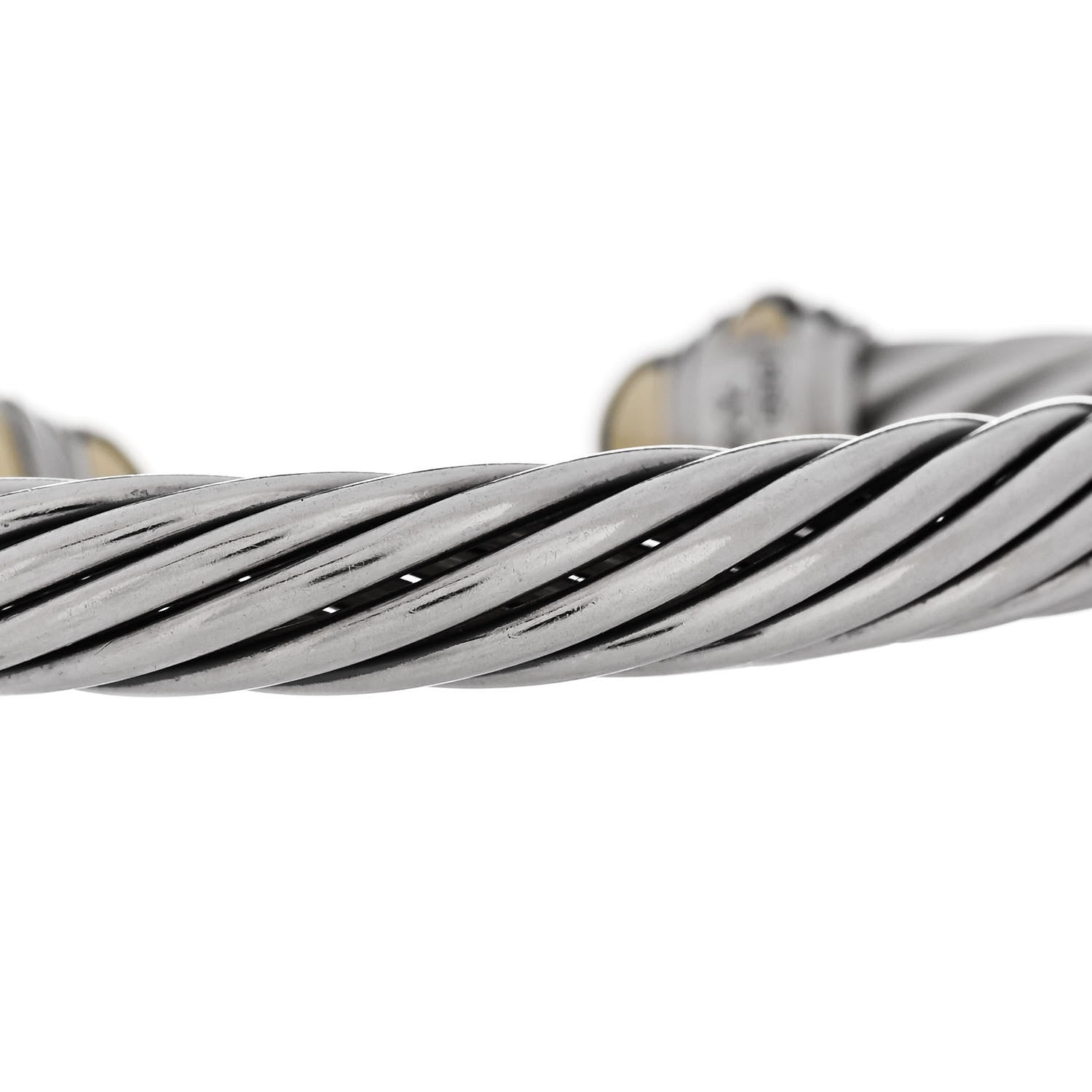 David Yurman Sterling Silver 14K Yellow Gold 7mm Cable Classics Dome Bracelet 5 of 5