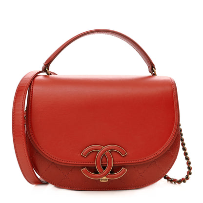 Chanel Shiny Calfskin Goatskin Quilted Small Coco Curve Messenger Flap Red 1 of 10