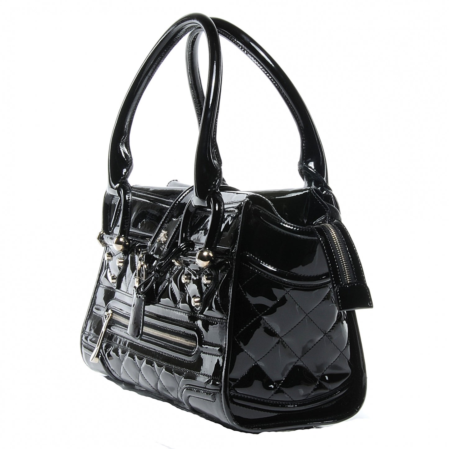 Patent Quilted Large Manor Black