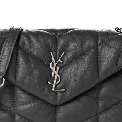 Saint Laurent Lambskin Quilted Toy Loulou Puffer Monogram Chain Satchel Fog 8 of 11