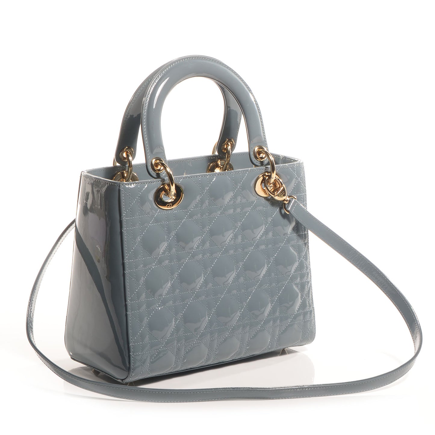 Patent Cannage Medium Lady Dior Blue