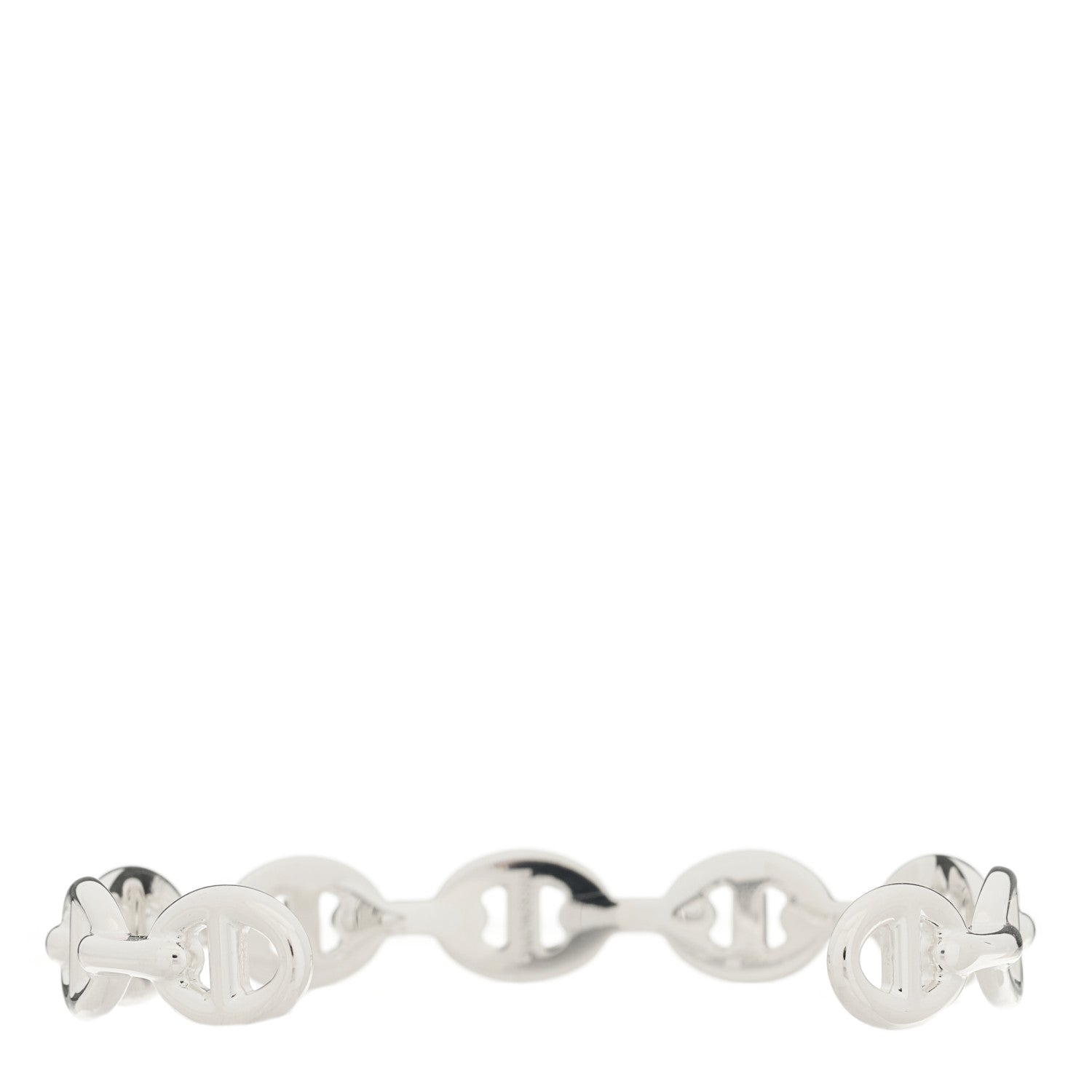 Hermes Sterling Silver MM Chaine d'Ancre Enchainee Cuff Bracelet LG 2 of 5