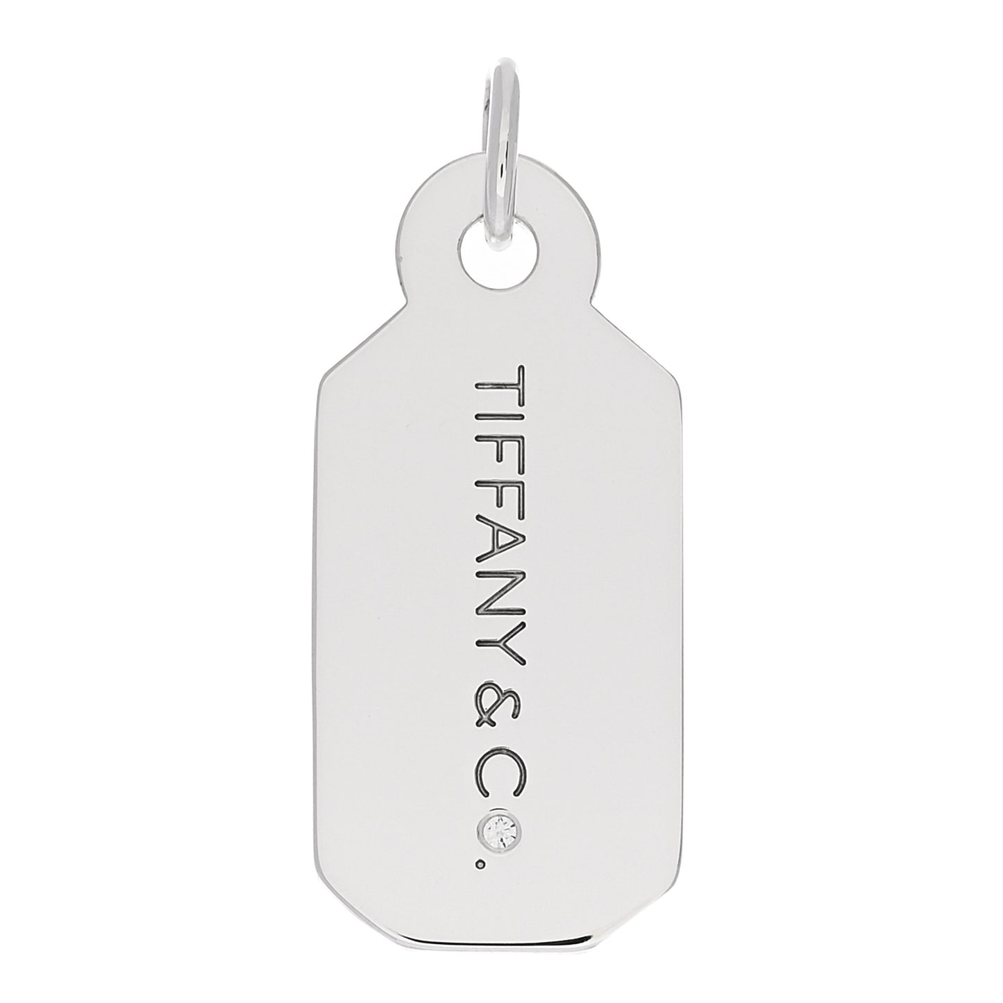 Sterling Silver Diamond Logo Tag Charm