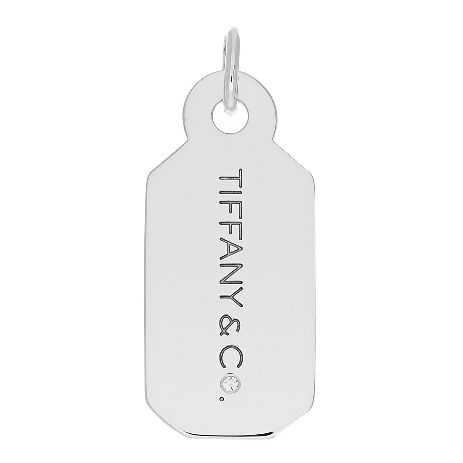 Tiffany Sterling Silver Diamond Logo Tag Charm 1 of 4