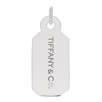 Tiffany Sterling Silver Diamond Logo Tag Charm 1 of 4