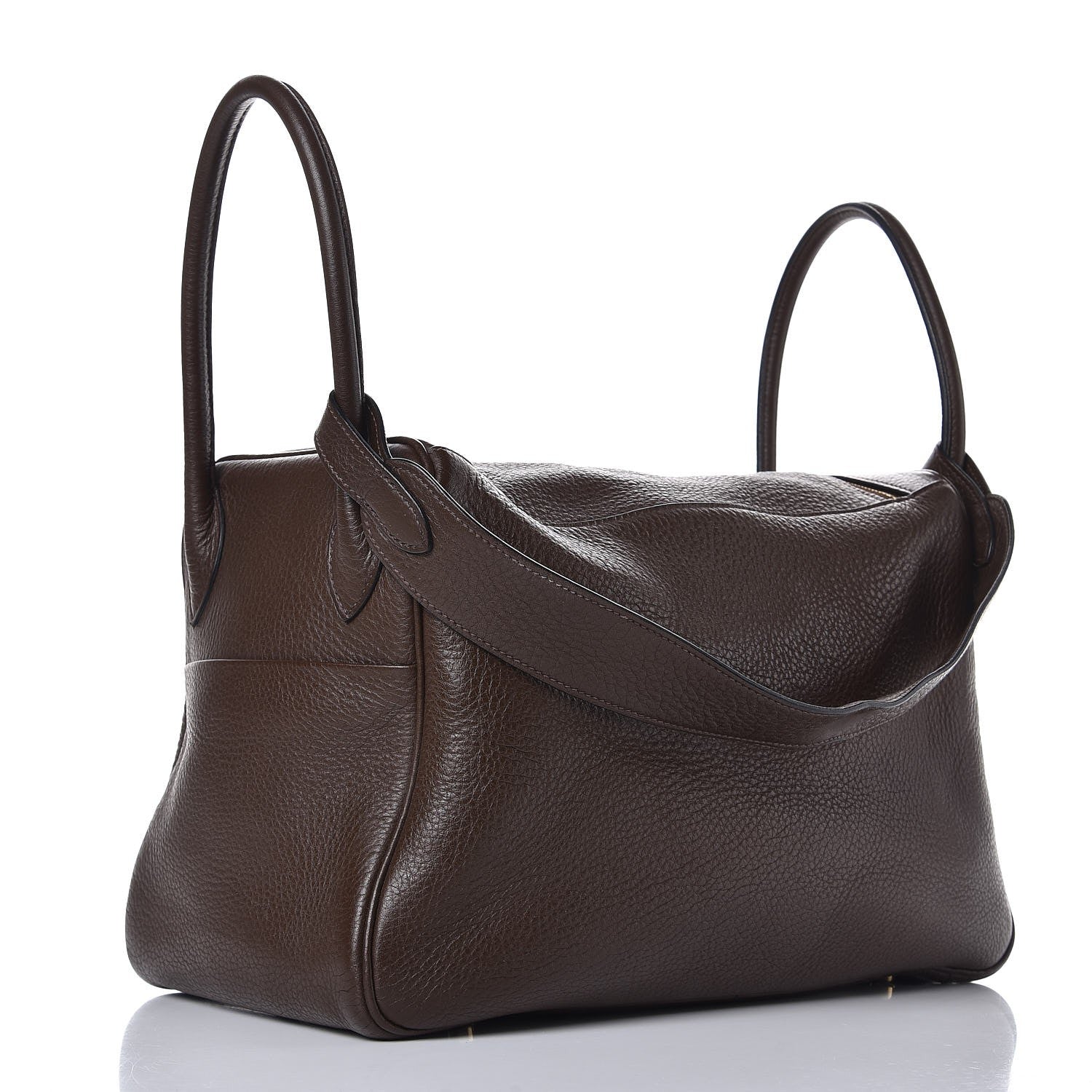 Hermes Taurillon Clemence Lindy 34 Chocolate 3 of 12