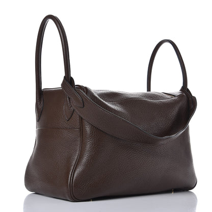 Hermes Taurillon Clemence Lindy 34 Chocolate 3 of 12