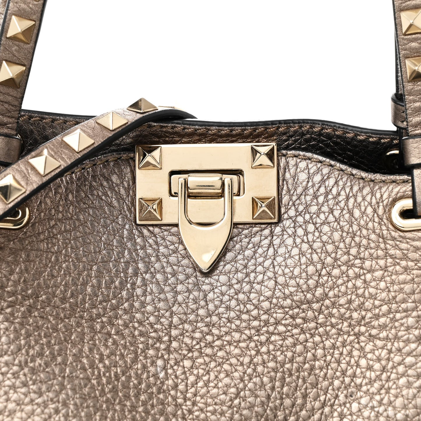 Metallic Alce Printed Calfskin Small Rockstud Tote Sasso