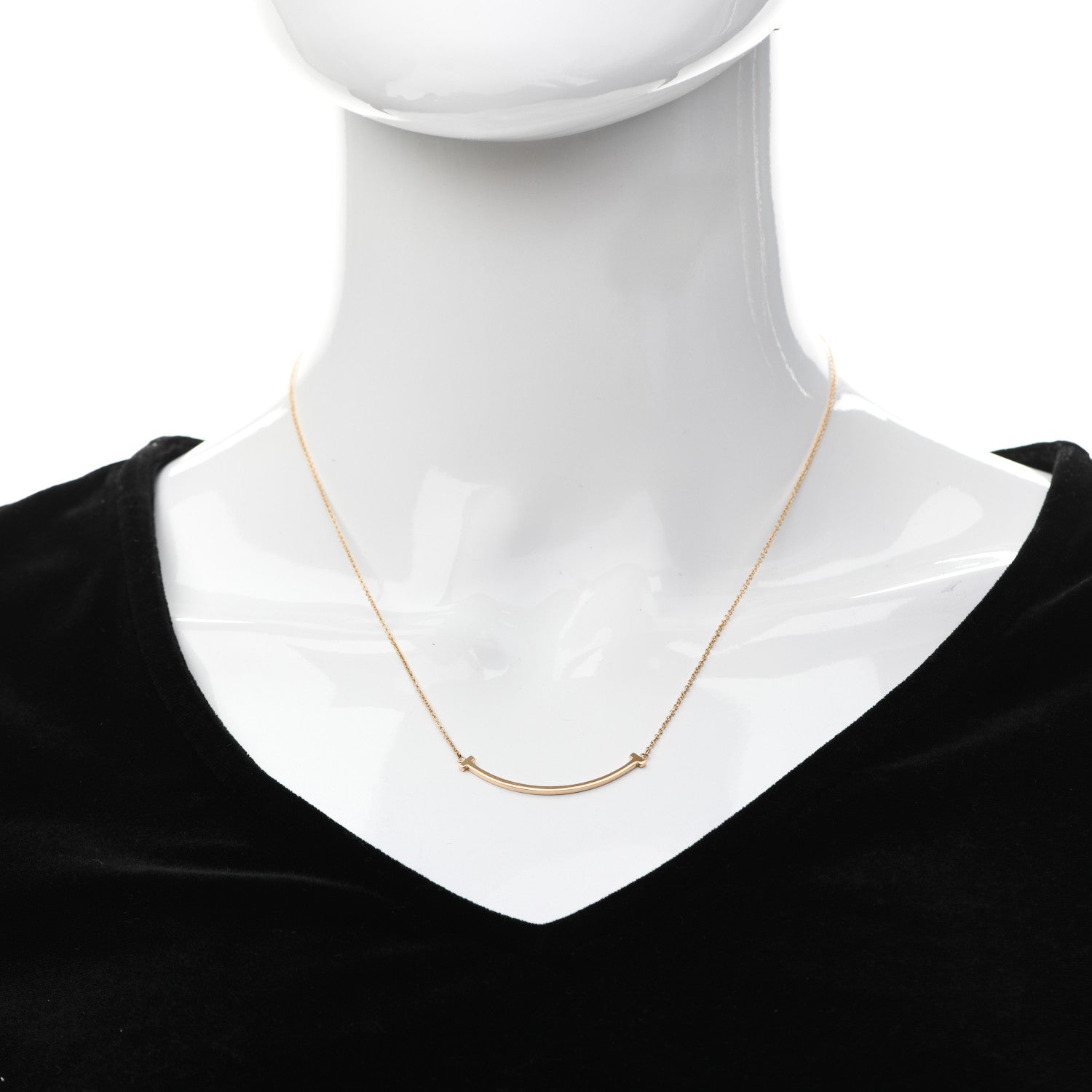 Tiffany 18K Rose Gold Small T Smile Pendant Necklace 2 of 5