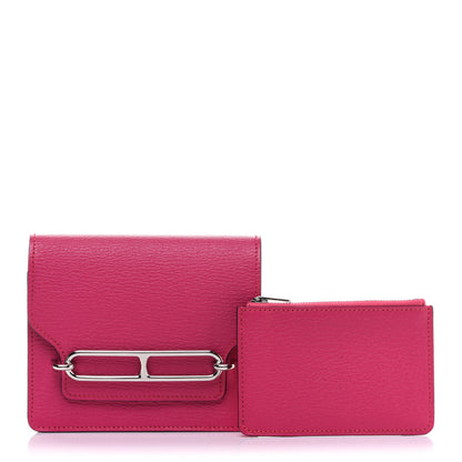 Hermes Chevre Mysore Roulis Slim Wallet Rose Shocking 1 of 10