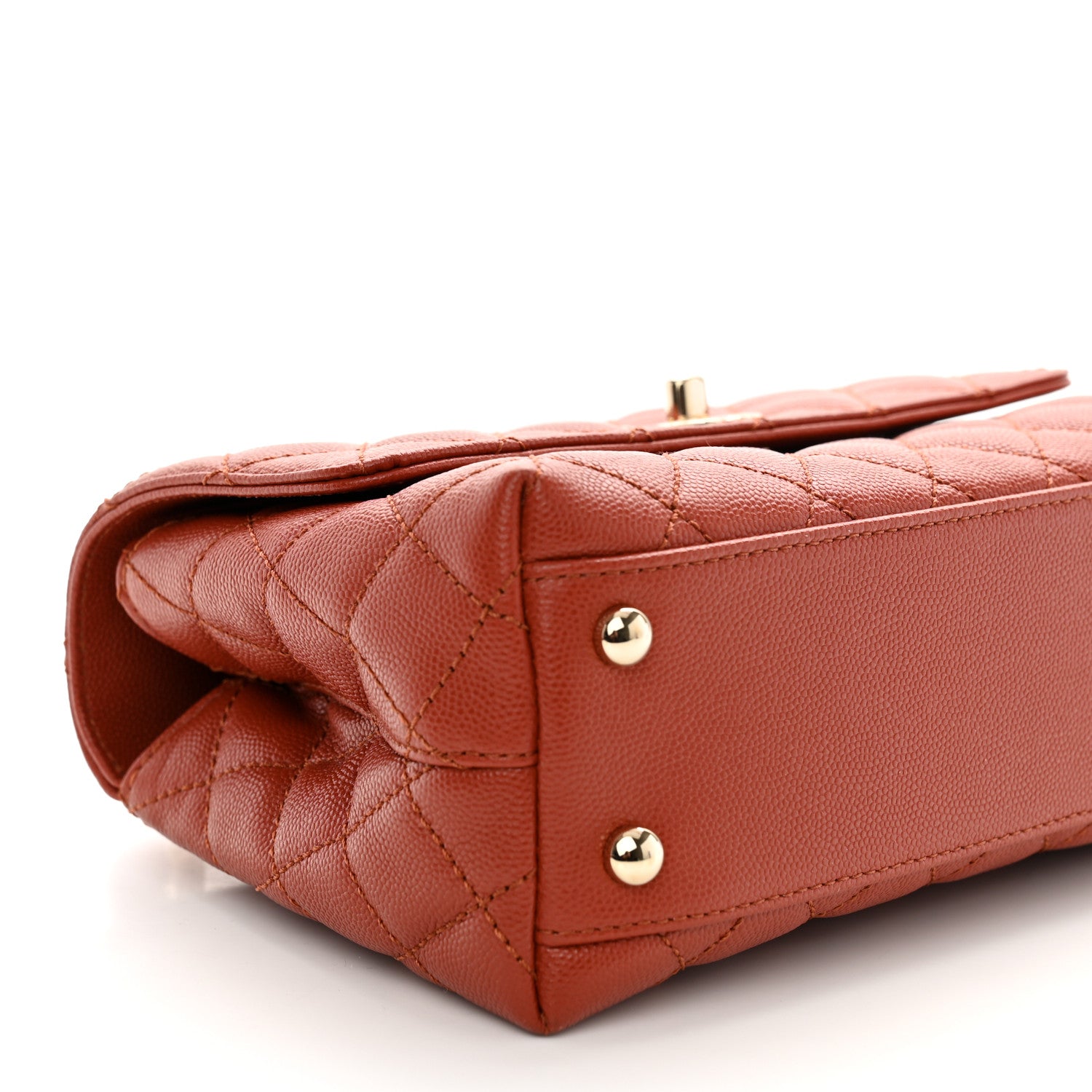Chanel Caviar Quilted Mini Coco Handle Flap Dark Orange 9 of 11