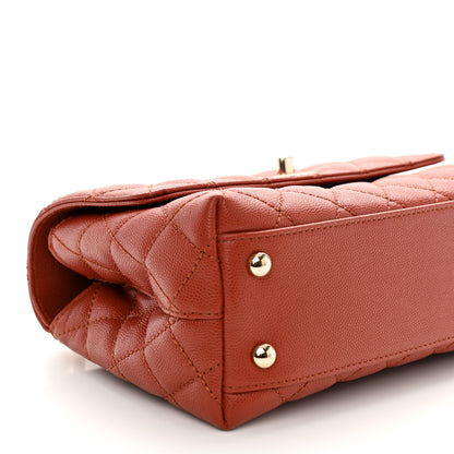 Chanel Caviar Quilted Mini Coco Handle Flap Dark Orange 9 of 11