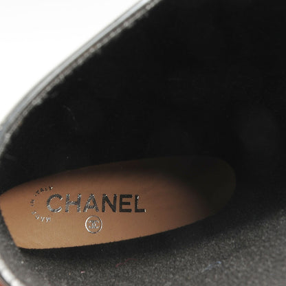 Chanel Rubber Glitter Camellia Rain Boots 37 Black 7 of 7