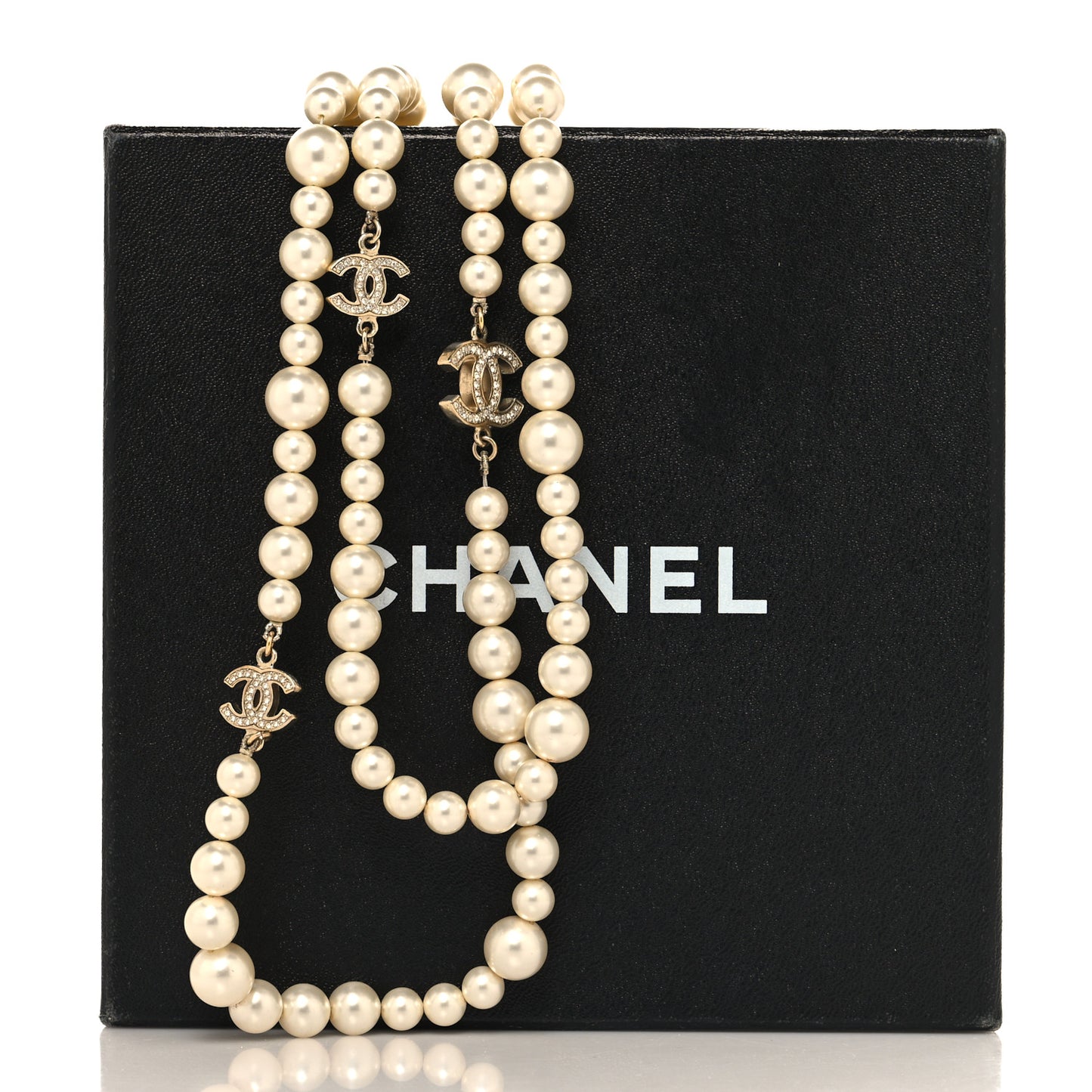 Pearl Multistrand CC Long Necklace Pearly White