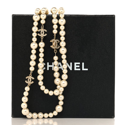 Chanel Pearl Multistrand CC Long Necklace Pearly White 6 of 6