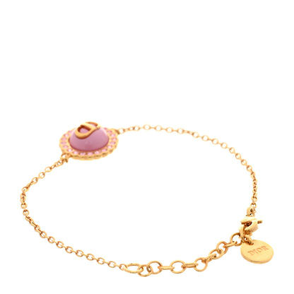 Christian Dior Metal Enamel Crystal CD Station Bracelet Pink 3 of 6