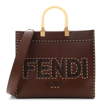 Fendi Vitello King Plexiglass Macro Stitchings Medium Fendi Sunshine Shopper Tote Praline 1 of 11