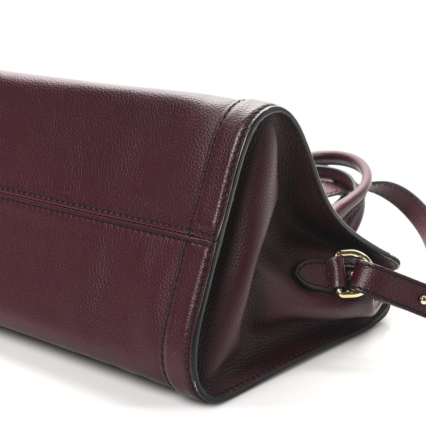 Pebbled Calfskin Small Skull Padlock Zip Around Tote Burgundy