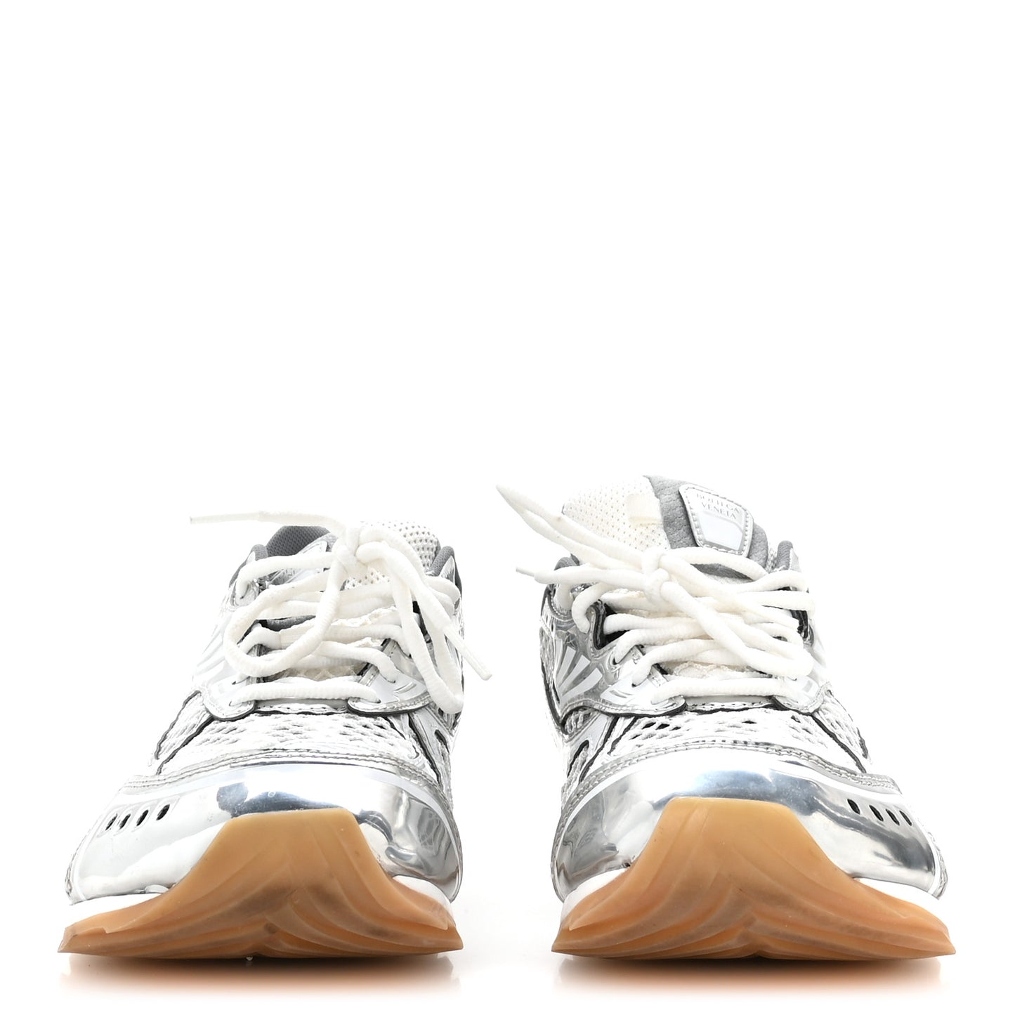 Calfskin Fishnet Fabric Orbit Sneakers 40 Silver White