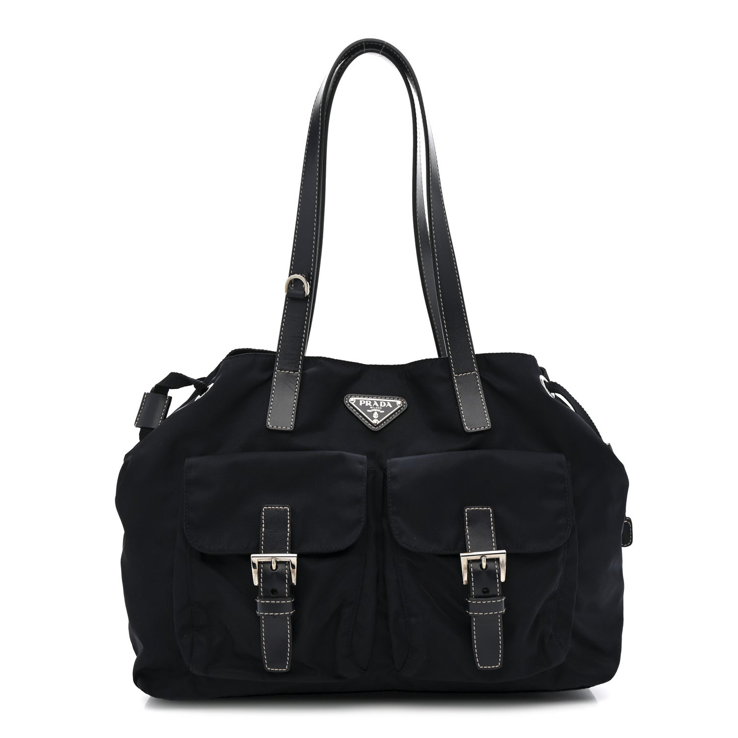 Nylon Vela Drawstring Shopping Tote Navy