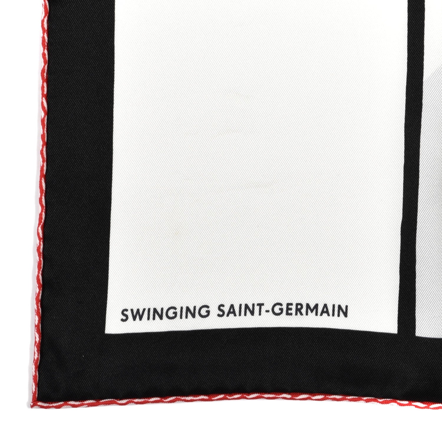 Hermes Silk Swinging Saint Germain Scarf 70 White Black Rouge 3 of 5