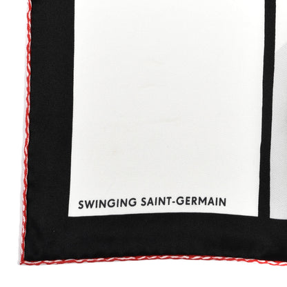 Hermes Silk Swinging Saint Germain Scarf 70 White Black Rouge 3 of 5
