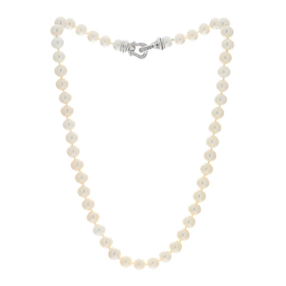 David Yurman Sterling Silver Diamond Pearl 8.5mm Buckle Necklace 2 of 5