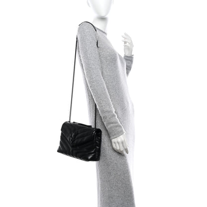 Saint Laurent Calfskin Y Quilted Monogram Monochrome Small Loulou Chain Satchel Black 2 of 9