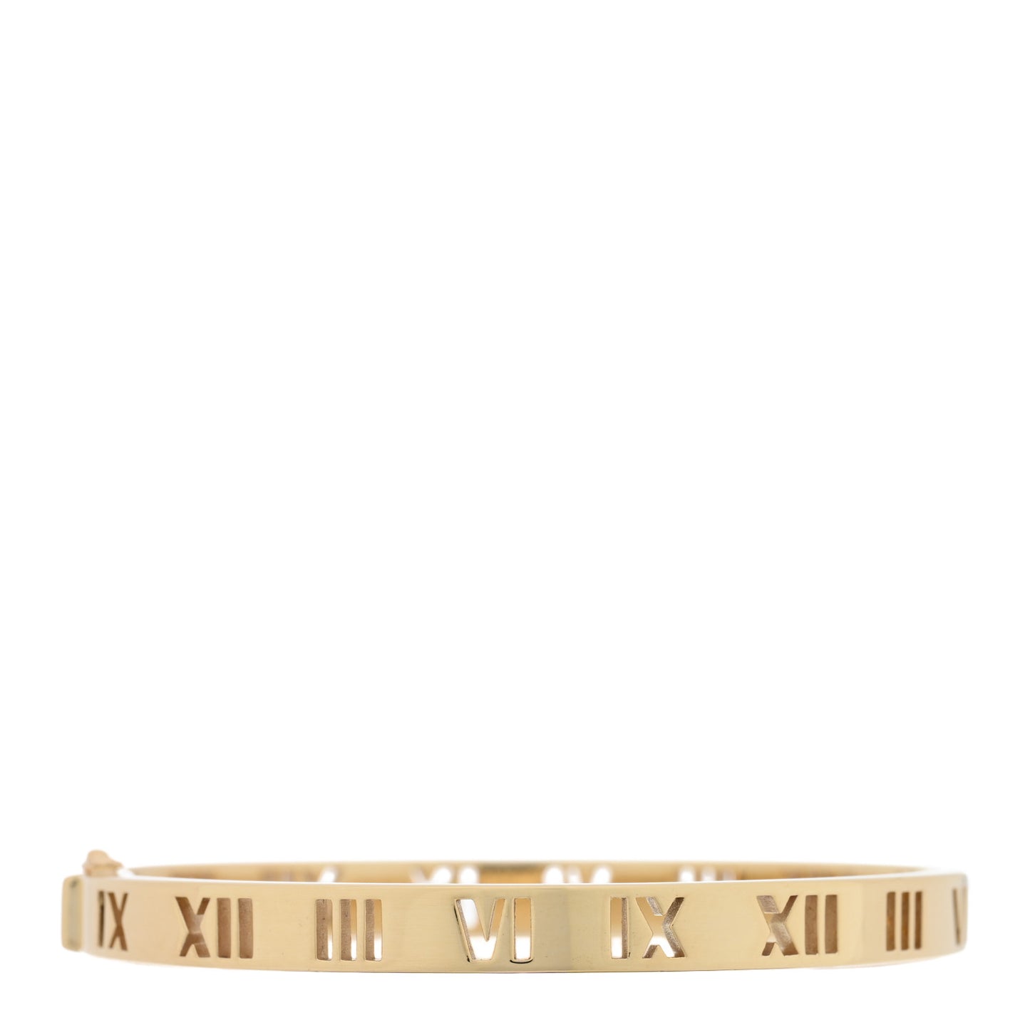 18K Yellow Gold Diamond Atlas Pierced Hinged Bangle Bracelet