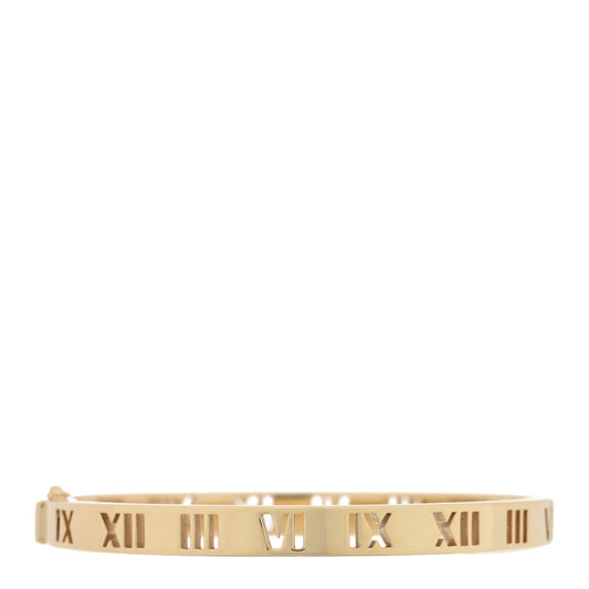 18K Yellow Gold Diamond Atlas Pierced Hinged Bangle Bracelet