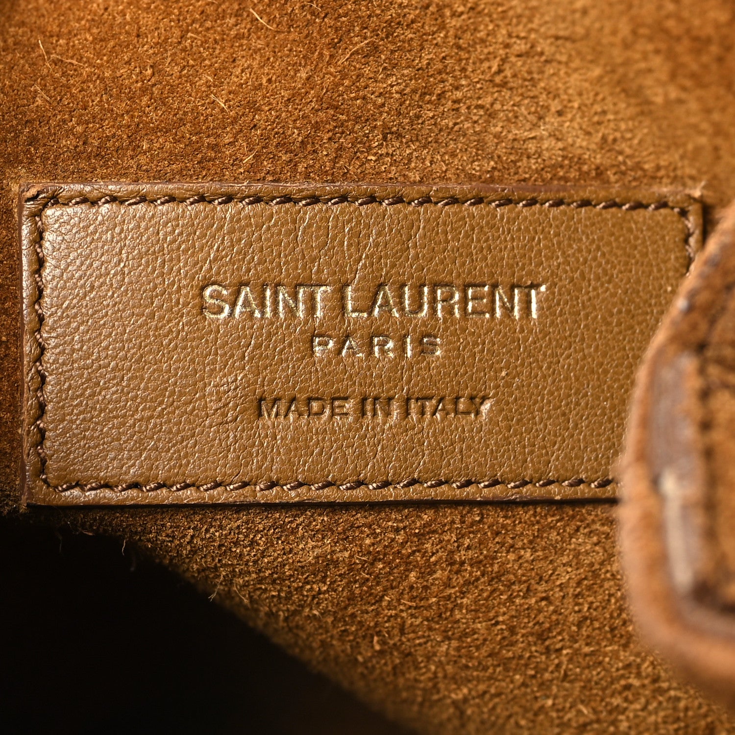 Saint Laurent Suede Calfskin Fringe Baby Emmanuelle Bucket Light Ochre 6 of 12