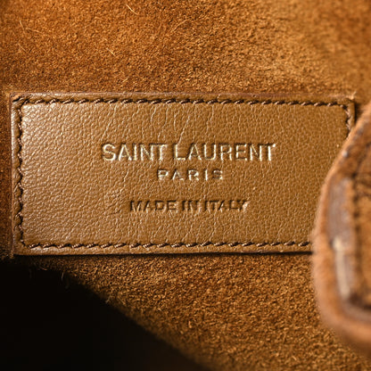 Saint Laurent Suede Calfskin Fringe Baby Emmanuelle Bucket Light Ochre 6 of 12