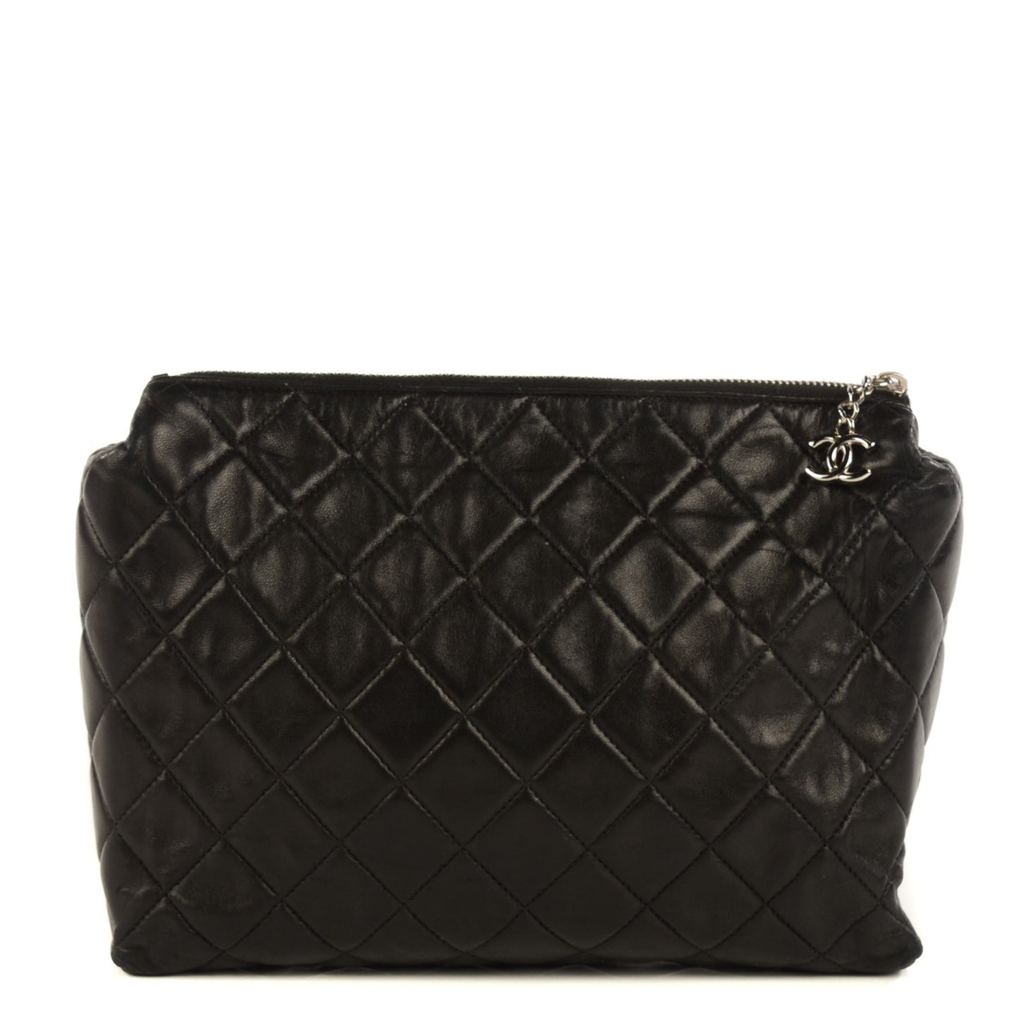 Lambskin Quilted Cosmetic Case Black
