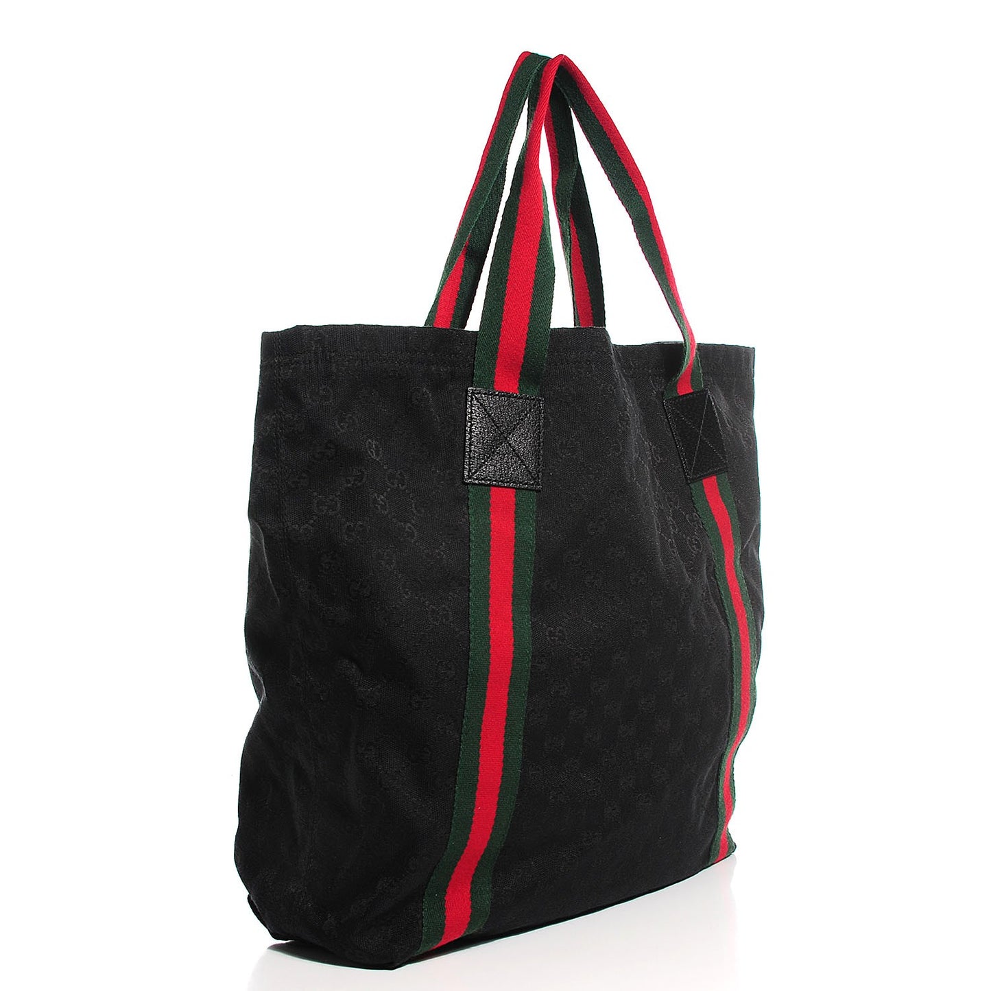 GG Monogram Medium Web Handle Vertical Tote Black