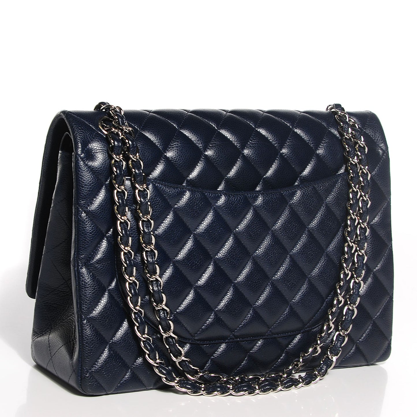 Caviar Quilted Maxi Double Flap Dark Blue