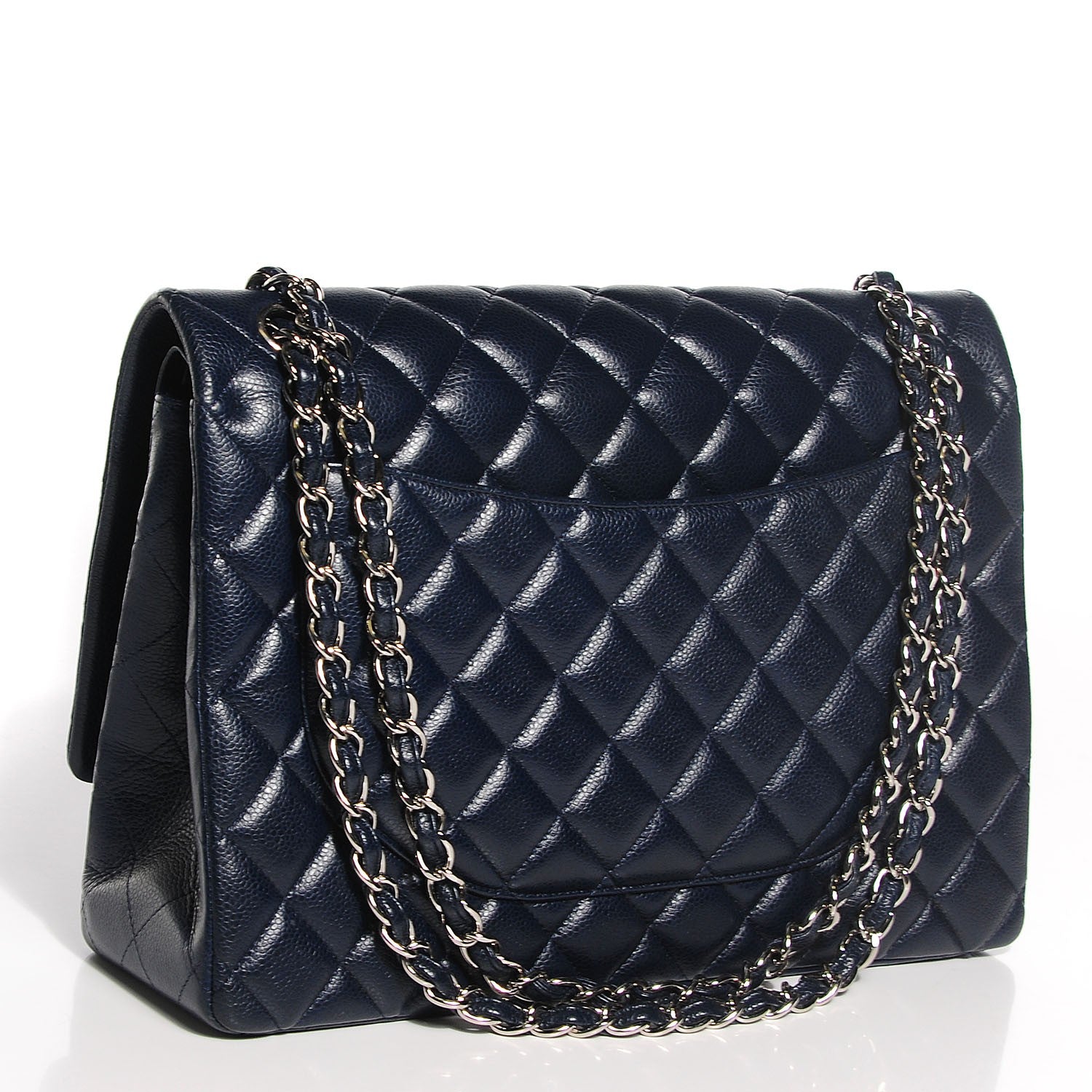 Chanel Caviar Quilted Maxi Double Flap Dark Blue 3 of 9