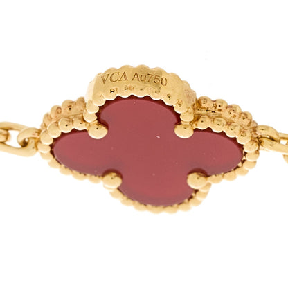 Van Cleef & Arpels 18K Yellow Gold Carnelian 5 Motifs Vintage Alhambra Bracelet 4 of 5