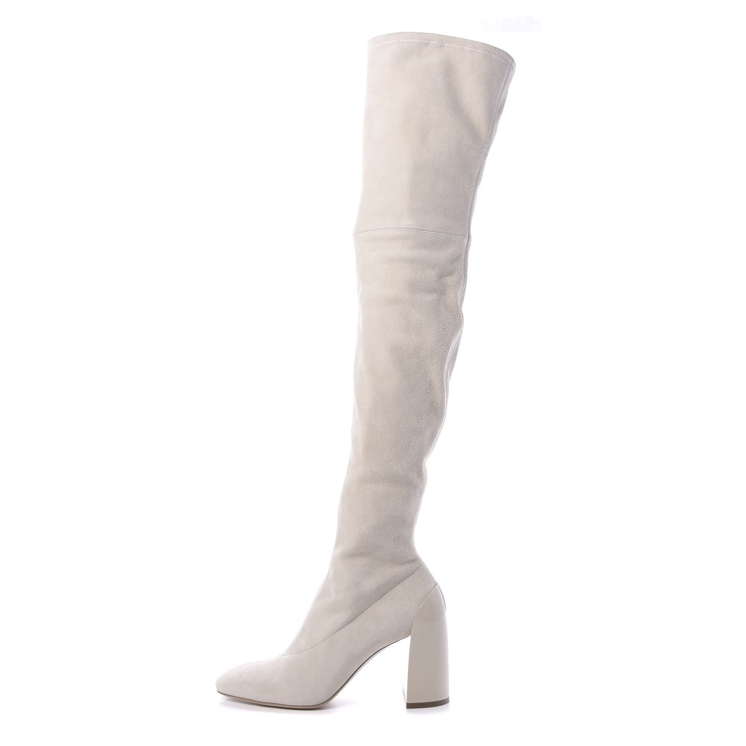Hermes Suede Goatskin Over The Knee Boots 37.5 White 1 of 7