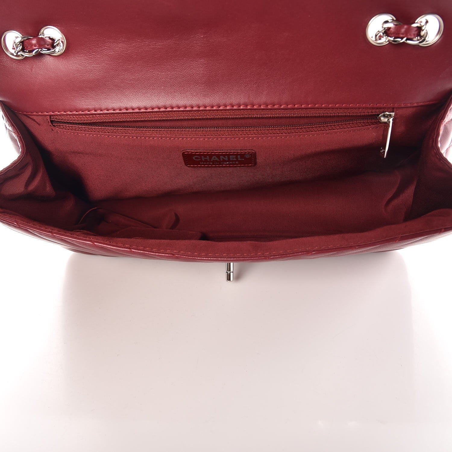 Chanel Lambskin Chevron Quilted Large Surpique Flap Dark Red 6 of 8